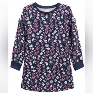 Milon Gray and Pink Floral Long Sleeve Kids Dress Size US 12